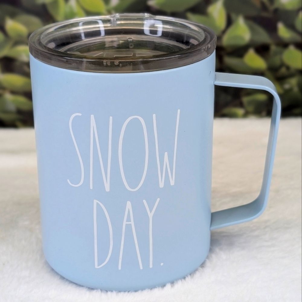 Rae Dunn SNOW DAY Baby Blue Insulated Stainless Steel Mug with Lid – 12 oz.